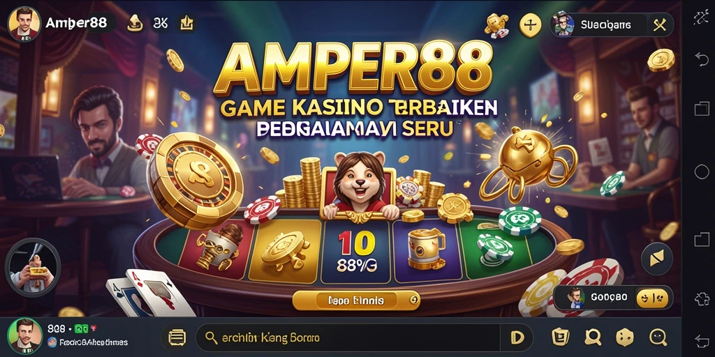 Tampilan gameplay seru AMPER88 dengan suasana Kasino yang menyenangkan.