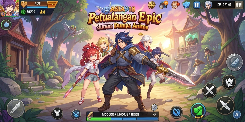 Screenshot menunjukkan karakter anime beraksi dalam pertempuran epik.