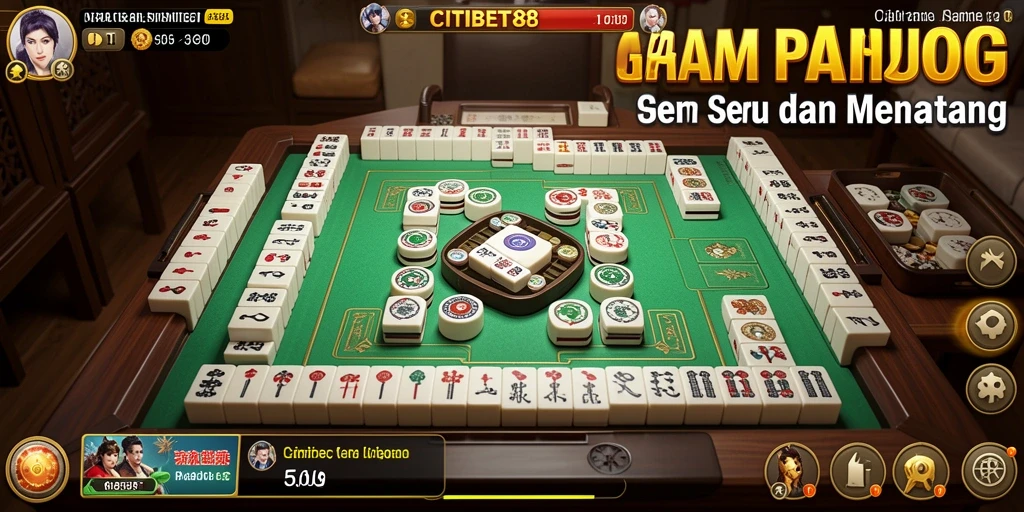 Tampilan gameplay CITIBET88 dengan berbagai ubin Mahjong.