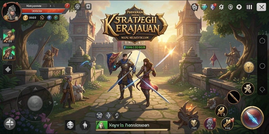Screenshot D06 menunjukkan perang strategis dan pembangunan kerajaan yang epik.