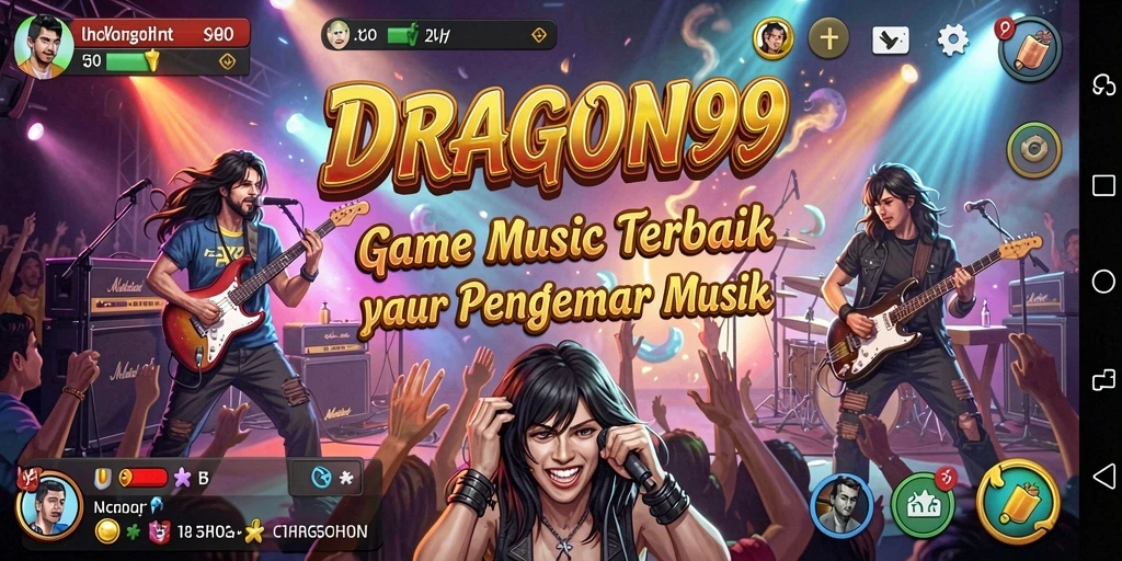Screenshot gameplay <strong>DRAGON99</strong> dengan ritme musik yang seru dan interaksi pengguna.