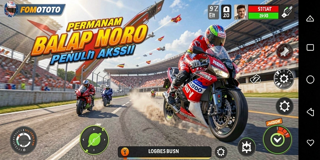 Gameplay balap motor yang seru dan mendebarkan di FOMOTOTO.