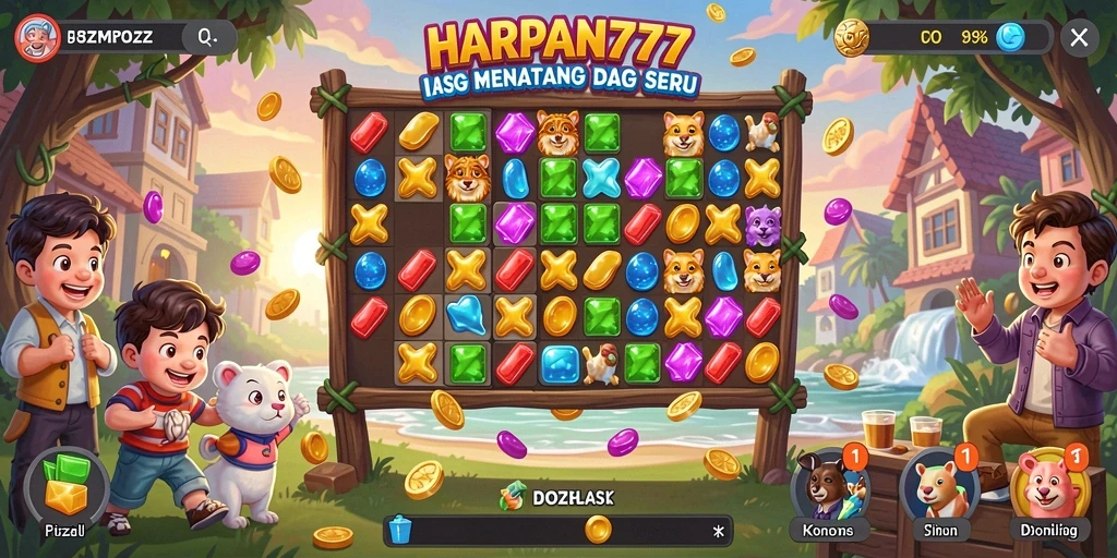 Screenshot gameplay HARAPAN777 menampilkan teka-teki menantang yang penuh warna.