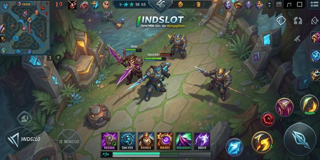 Tangkapan layar INDSLOT menampilkan aksi seru dalam permainan MOBA.