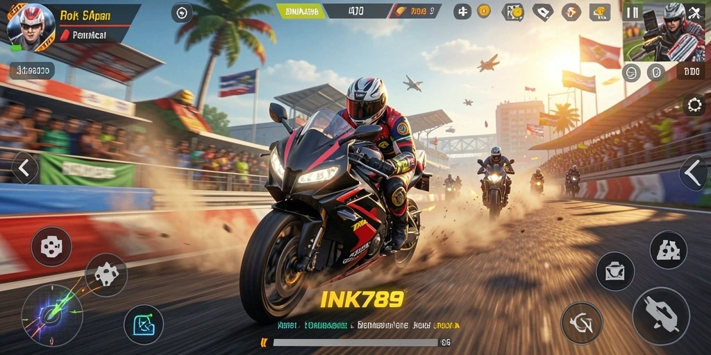 Tampilan menegangkan dari balapan motor di INK789.