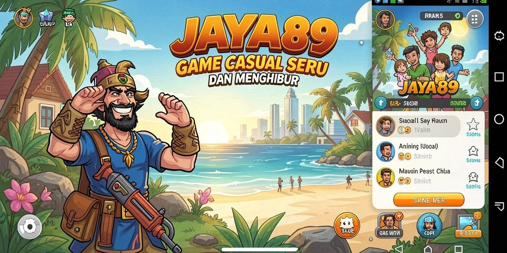 Screenshot gameplay dari JAYA89 yang menampilkan karakter lucu saat bermain.