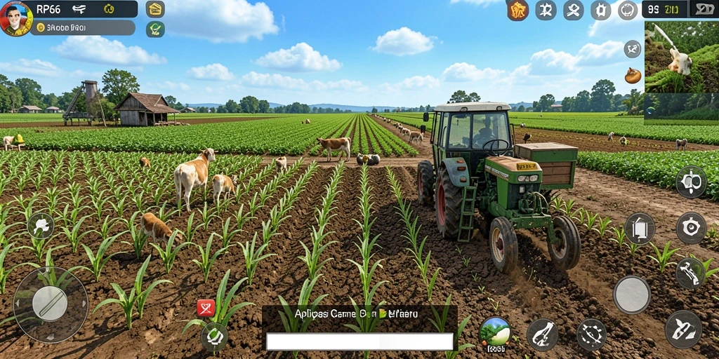 Tampilan gameplay RP66 yang menampilkan kebun yang subur dan interaksi petani.