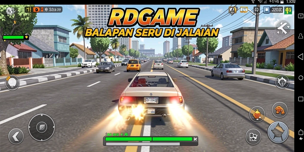 Screenshot RPGAME menampilkan aksi balapan yang intens dan grafis memukau.