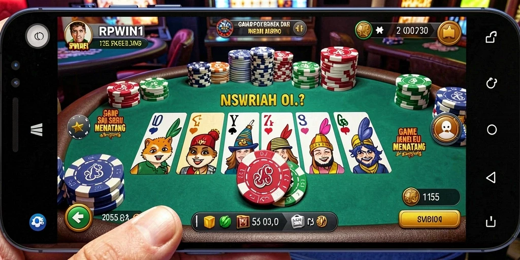 Screenshot utama RPWIN1 menampilkan gameplay Poker yang seru dan interaktif.