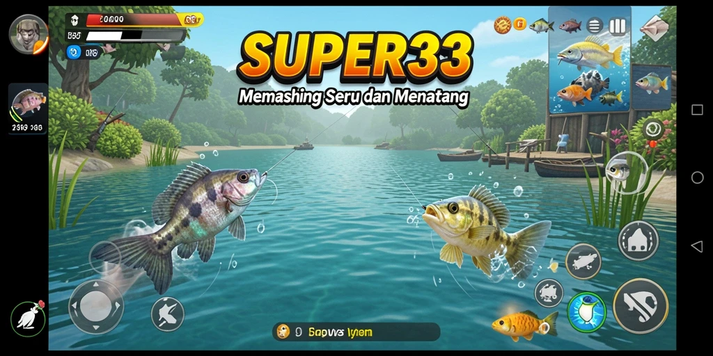 Tampilan menarik dari gameplay SUPER33 dengan aksi memancing yang seru.