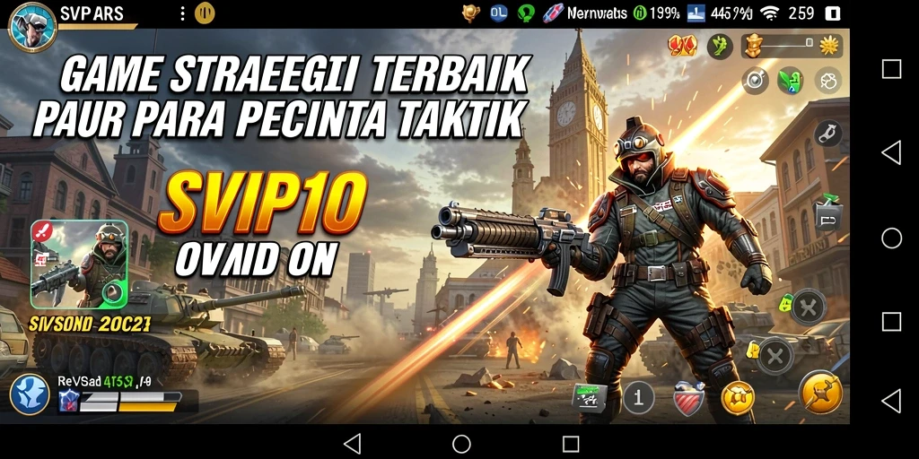 Tampilan menarik dari gameplay strategis SVIP10 menunjukkan pertempuran taktis yang intens.